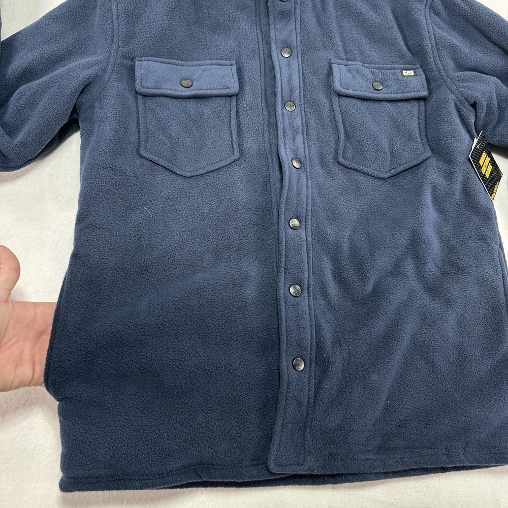 CAT Active Work Jacket Mens Medium Navy Blue Hooded Fleece Quilted Lined Durable - Picture 6 of 15